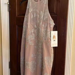 Hailey Paige Occasions size 12 high low pink with silver floral NWT